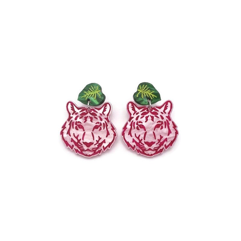 Pink Tiger Dangle Earrings