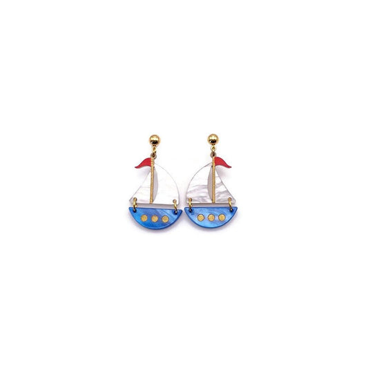 Nautical Sailboat Dangle Earrings