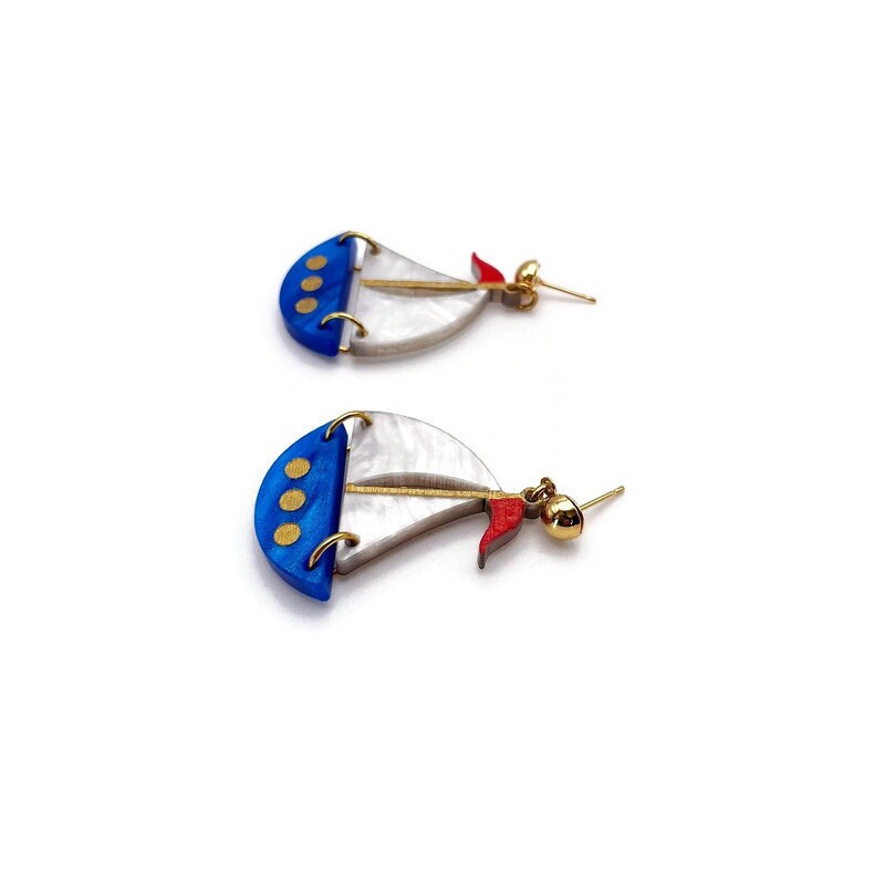 Nautical Sailboat Dangle Earrings