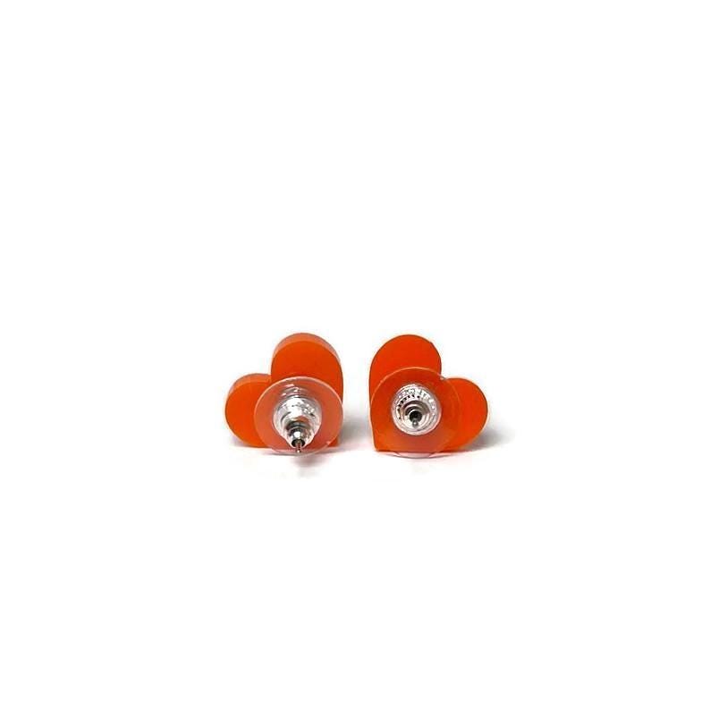 Orange Jack O' Lantern Heart Stud Earringss