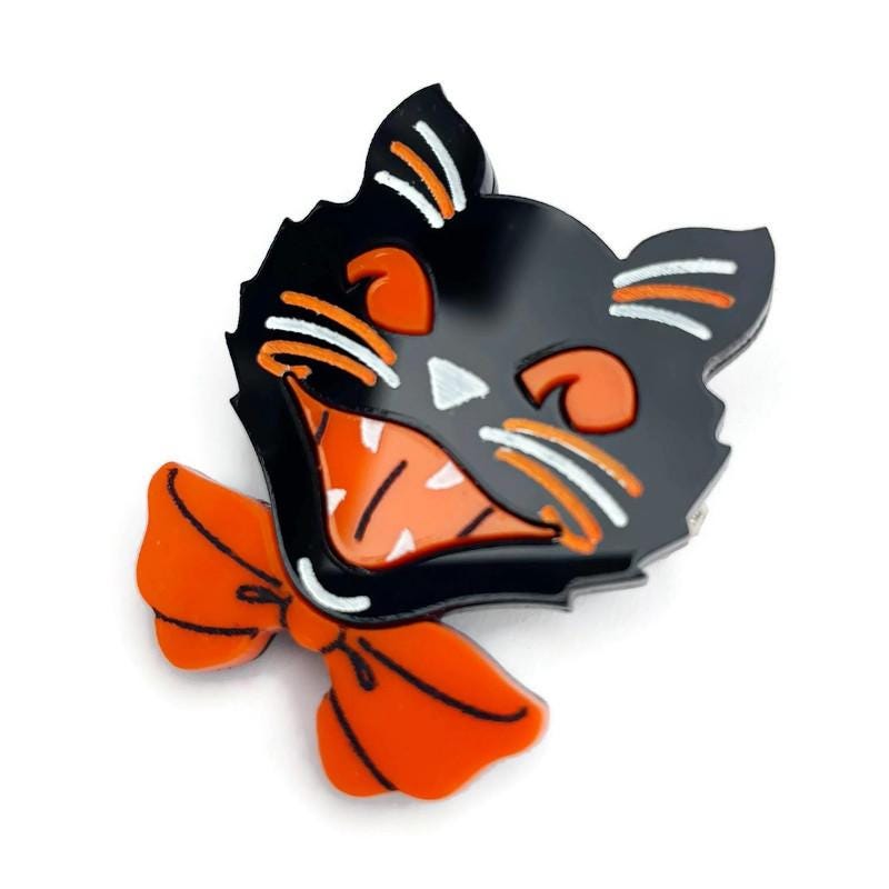 Vintage Halloween Cat Brooch